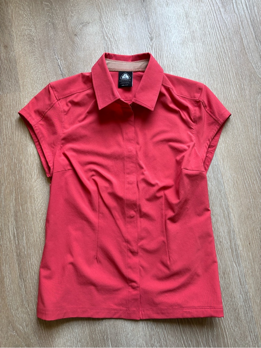 Vintage Nike ACG Shirt Womens Small Coral Dri Fit Snap Up Athletic Top Hiking